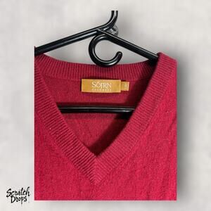 Sojrn Cashmere Sweater Vest Size Large Red Sleeveless Soft Knitwear Unisex Warm